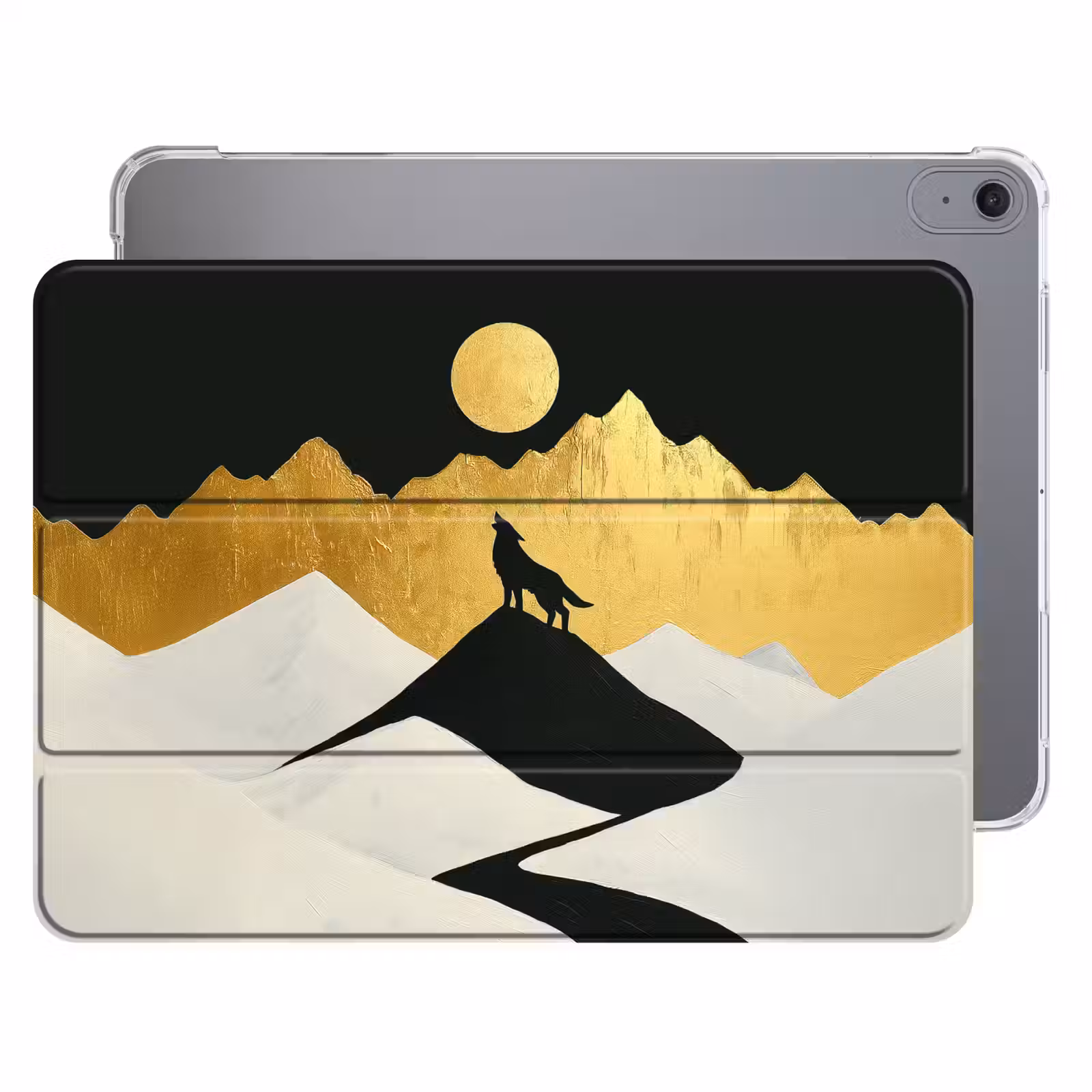 iPad hoes - Wolf - Bergen - Maan - Zwart — 1