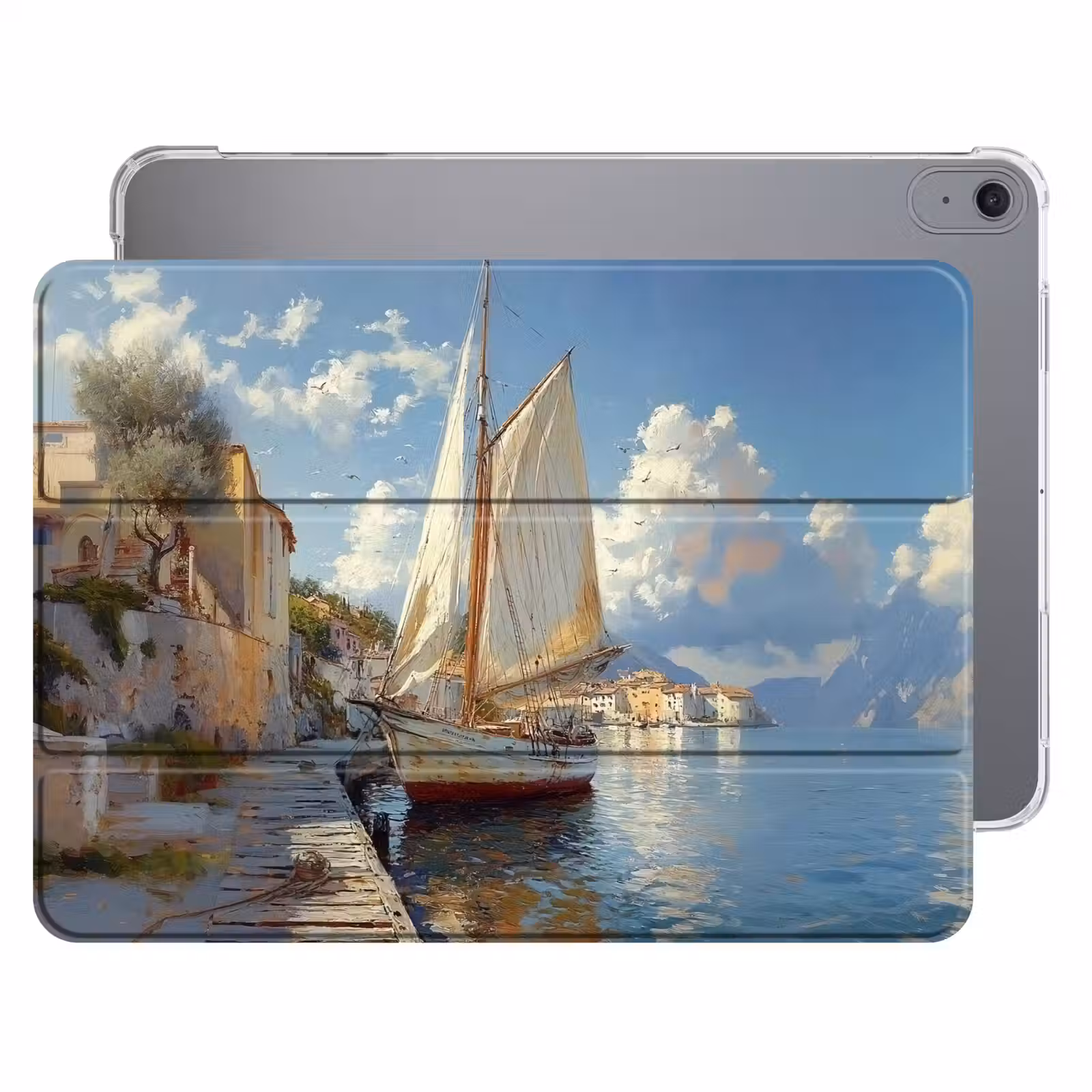 iPad hoes - Zeilschip - Huizen - Kade - Zee — 1