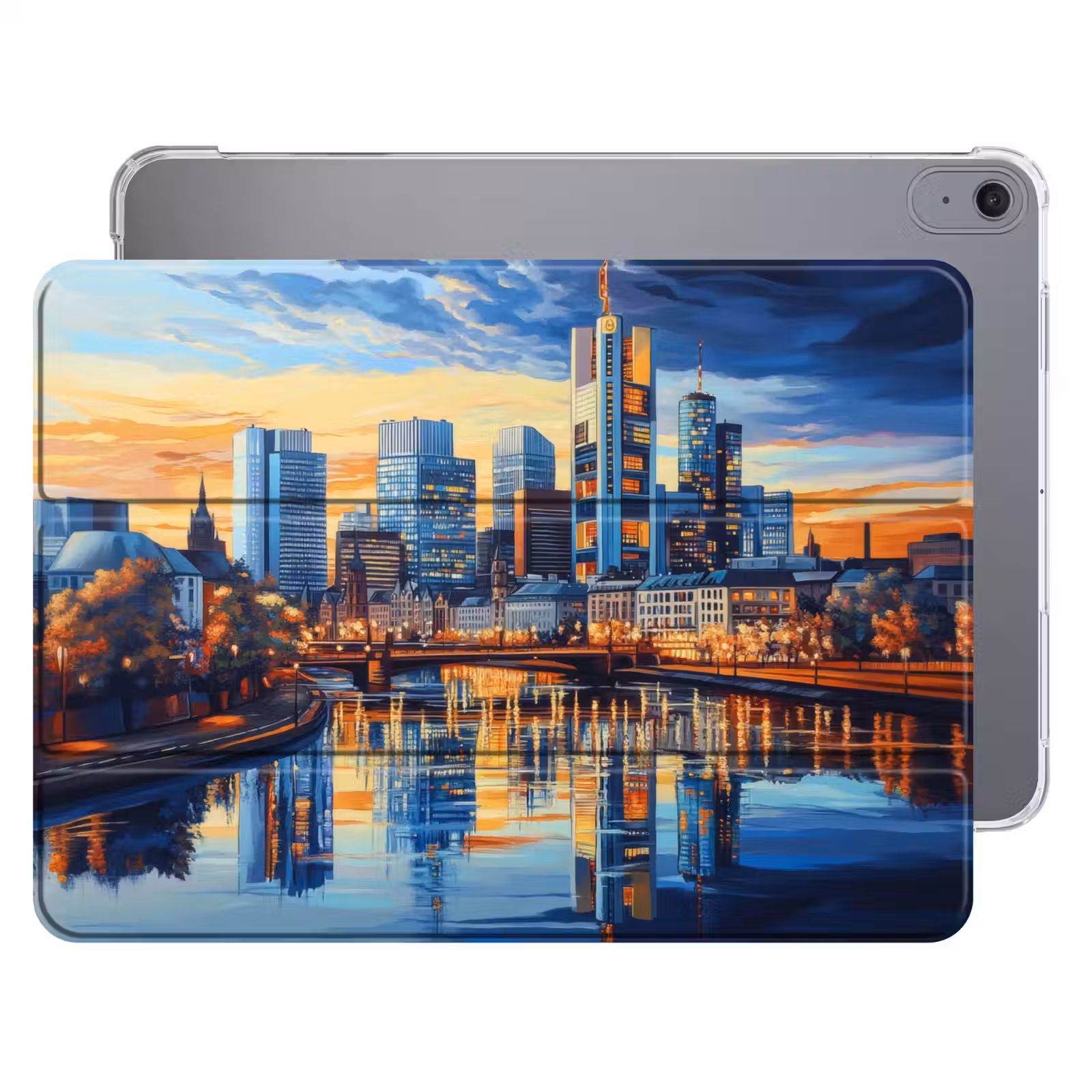 iPad hoes - Zonsondergang Frankfurt - Stad - Skyline - Water — 1