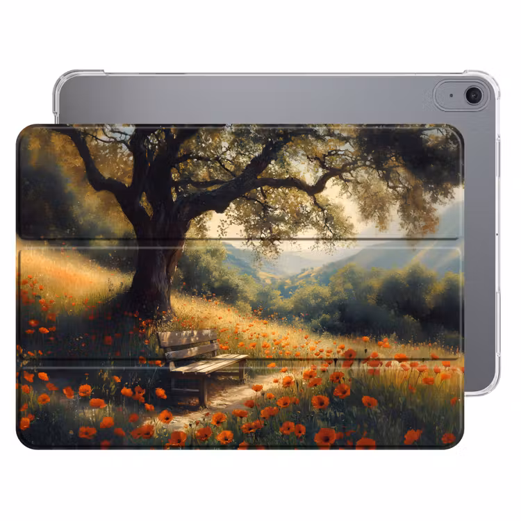 iPad hoes - Bankje - Boom - Klaprozen - Heuvels — 1