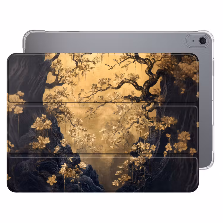 iPad hoes - Bloemen - Takken - Goud - Sierlijk — 1