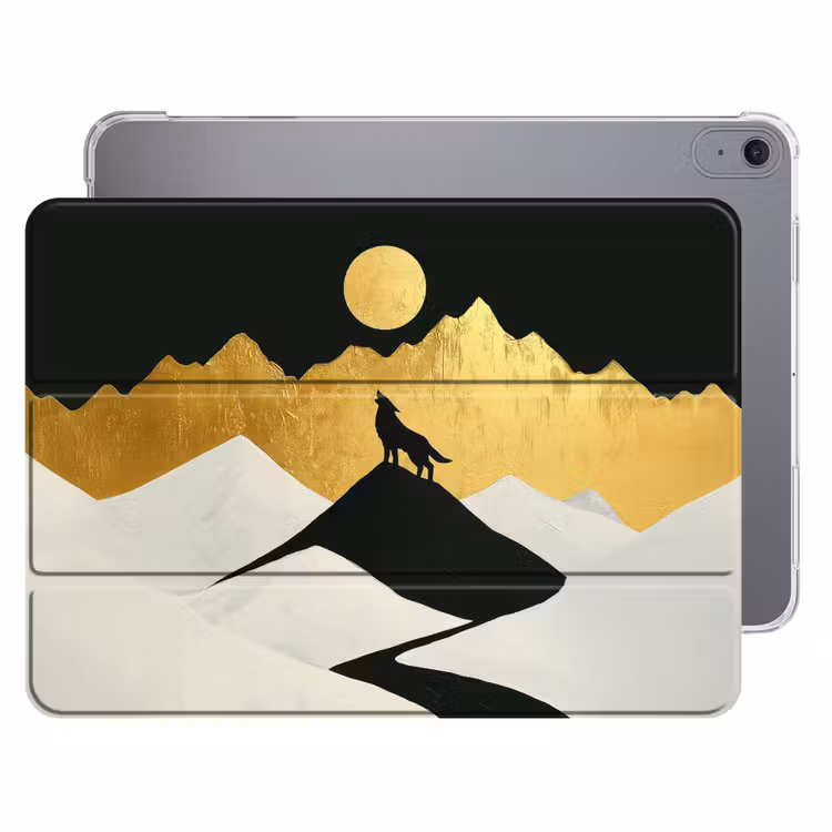 iPad hoes - Wolf - Bergen - Maan - Zwart — 1