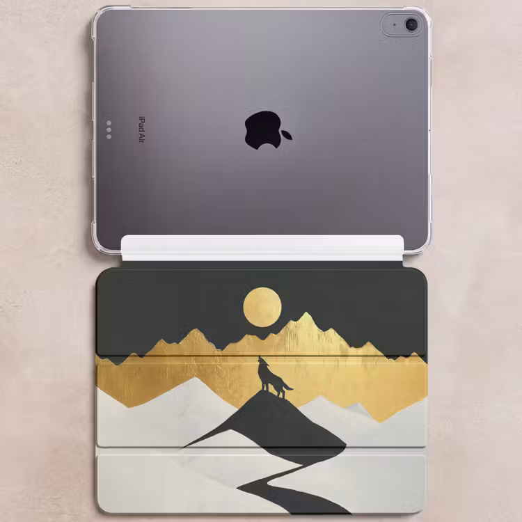 iPad hoes - Wolf - Bergen - Maan - Zwart — 6