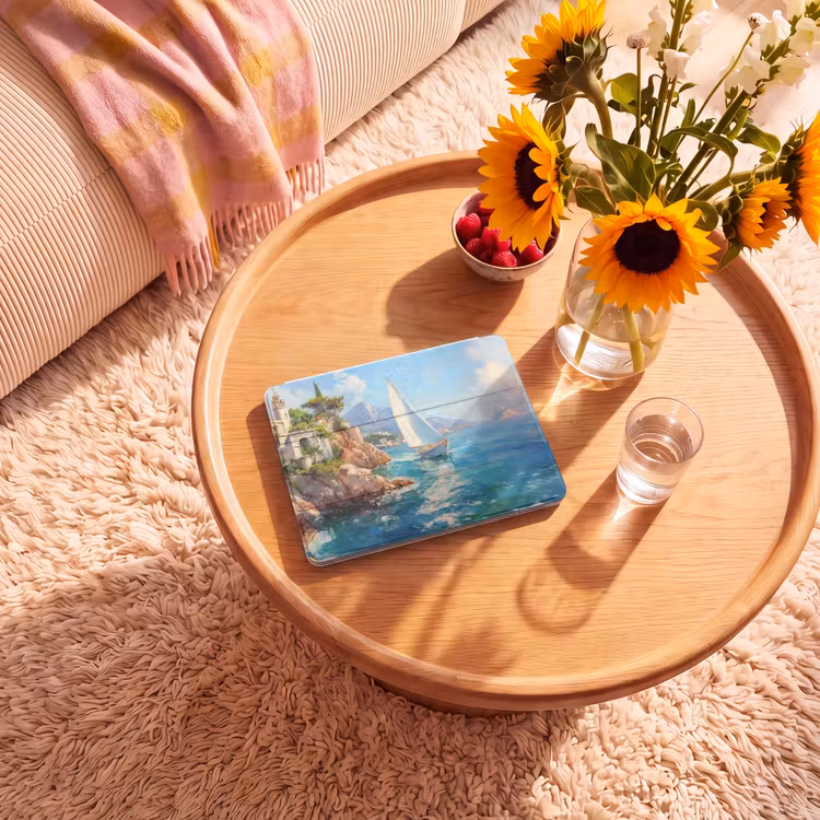 iPad hoes - Zeilboot - Rotsen - Kust - Huizen — 2