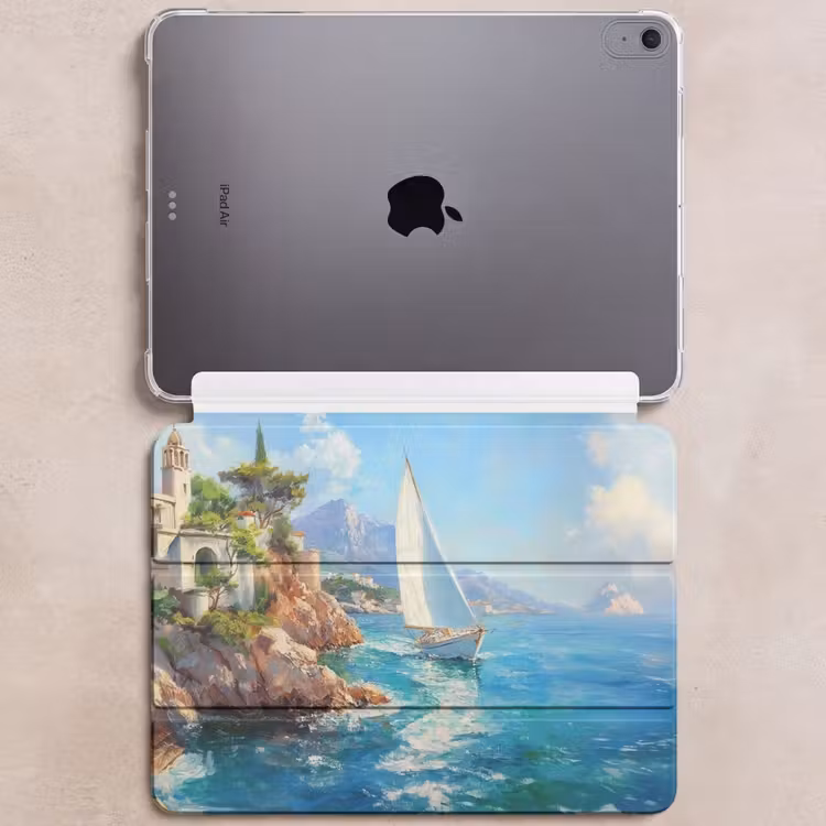 iPad hoes - Zeilboot - Rotsen - Kust - Huizen — 6