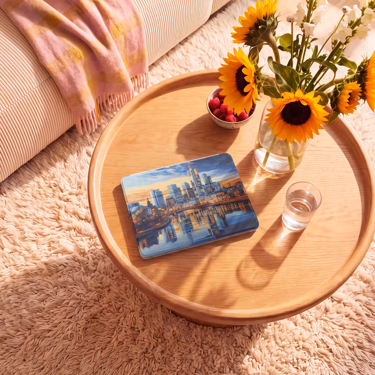 iPad hoes - Zonsondergang Frankfurt - Stad - Skyline - Water — 2