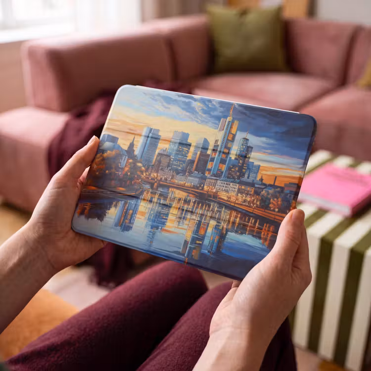 iPad hoes - Zonsondergang Frankfurt - Stad - Skyline - Water — 4