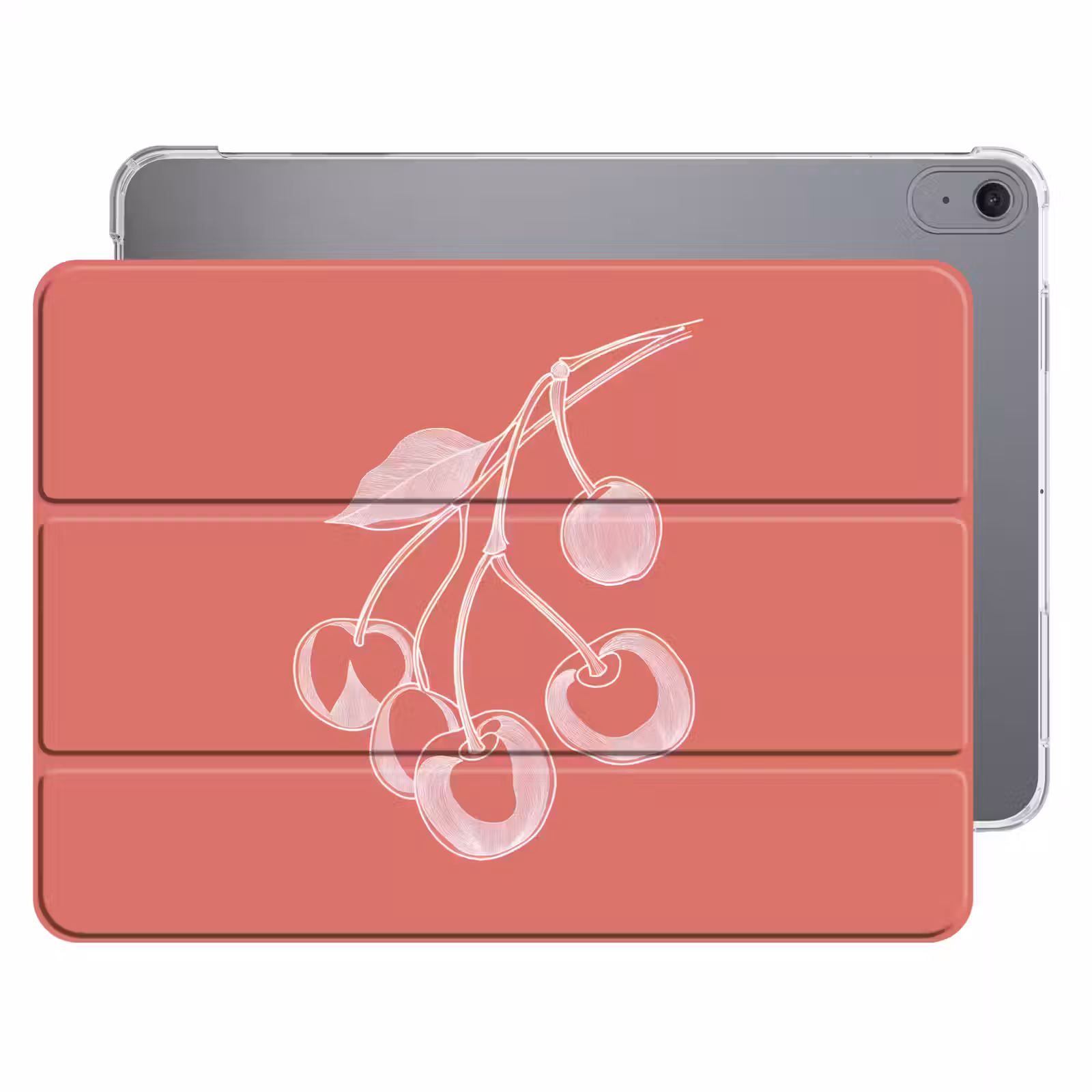 iPad hoes - Lijnillustratie - Kersen - Tak - Wit — 1