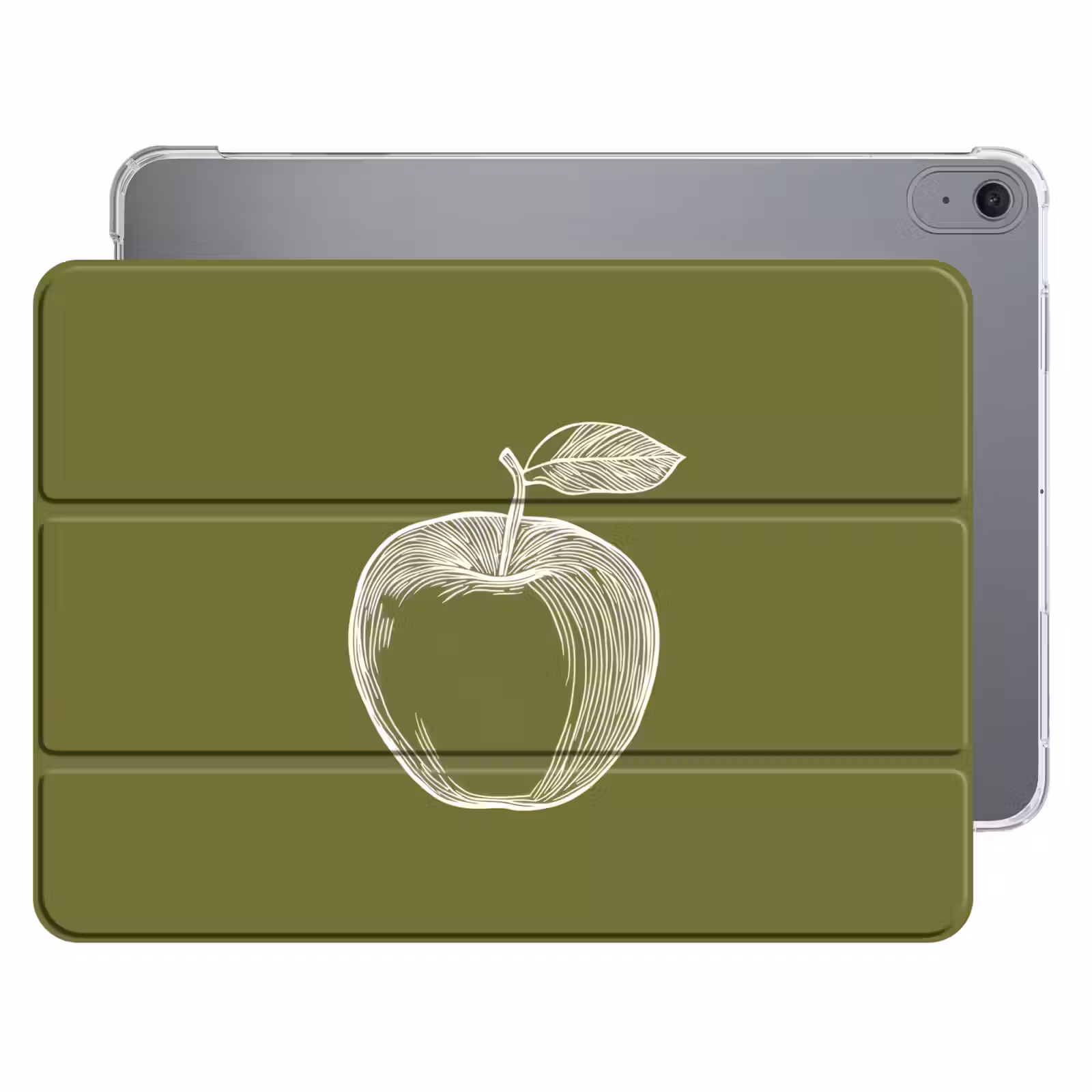 iPad hoes - Lijntekening - Appel - Olijfgroen - Blaadje — 1
