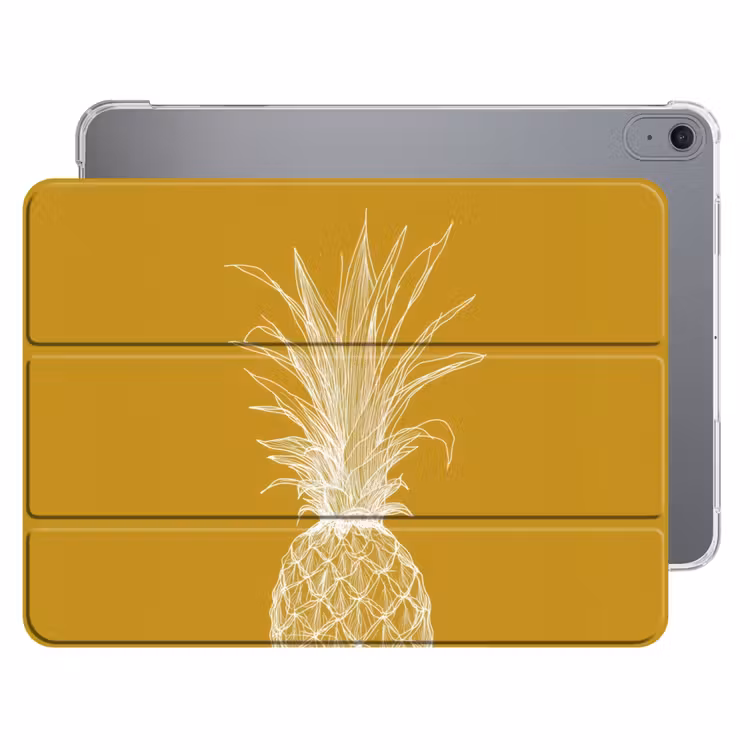 iPad hoes - Lijnillustratie - Ananas - Bladkroon - Okergeel — 1