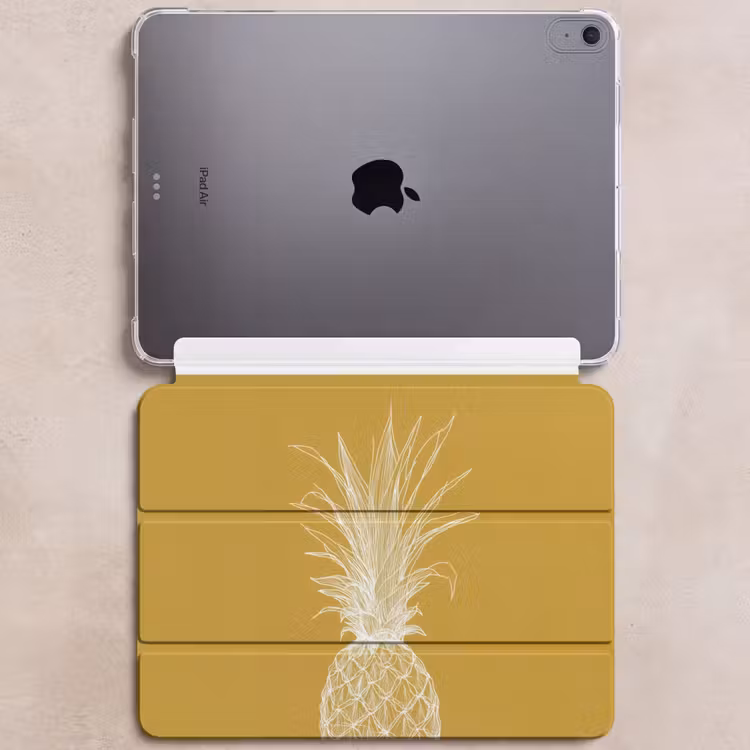 iPad hoes - Lijnillustratie - Ananas - Bladkroon - Okergeel — 6