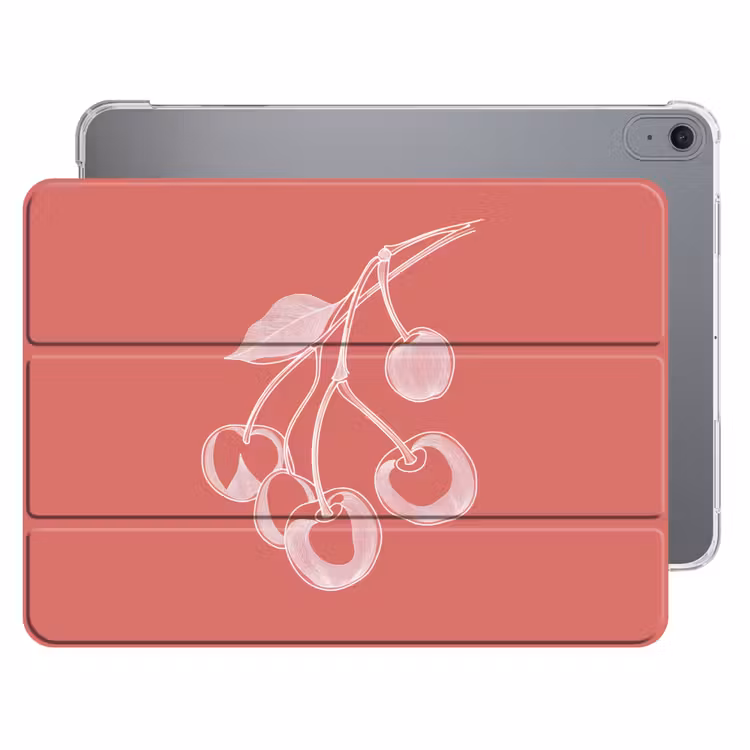 iPad hoes - Lijnillustratie - Kersen - Tak - Wit — 1