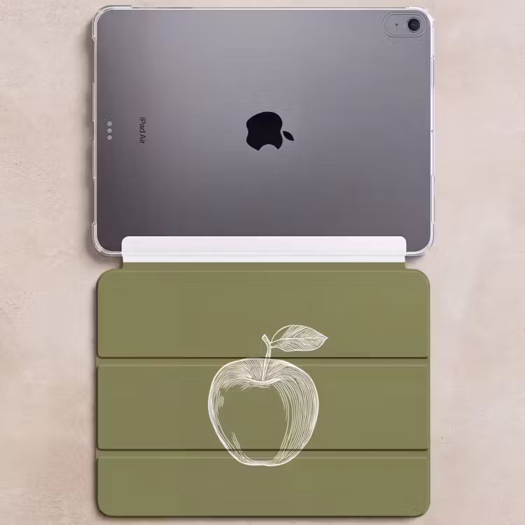 iPad hoes - Lijntekening - Appel - Olijfgroen - Blaadje — 6