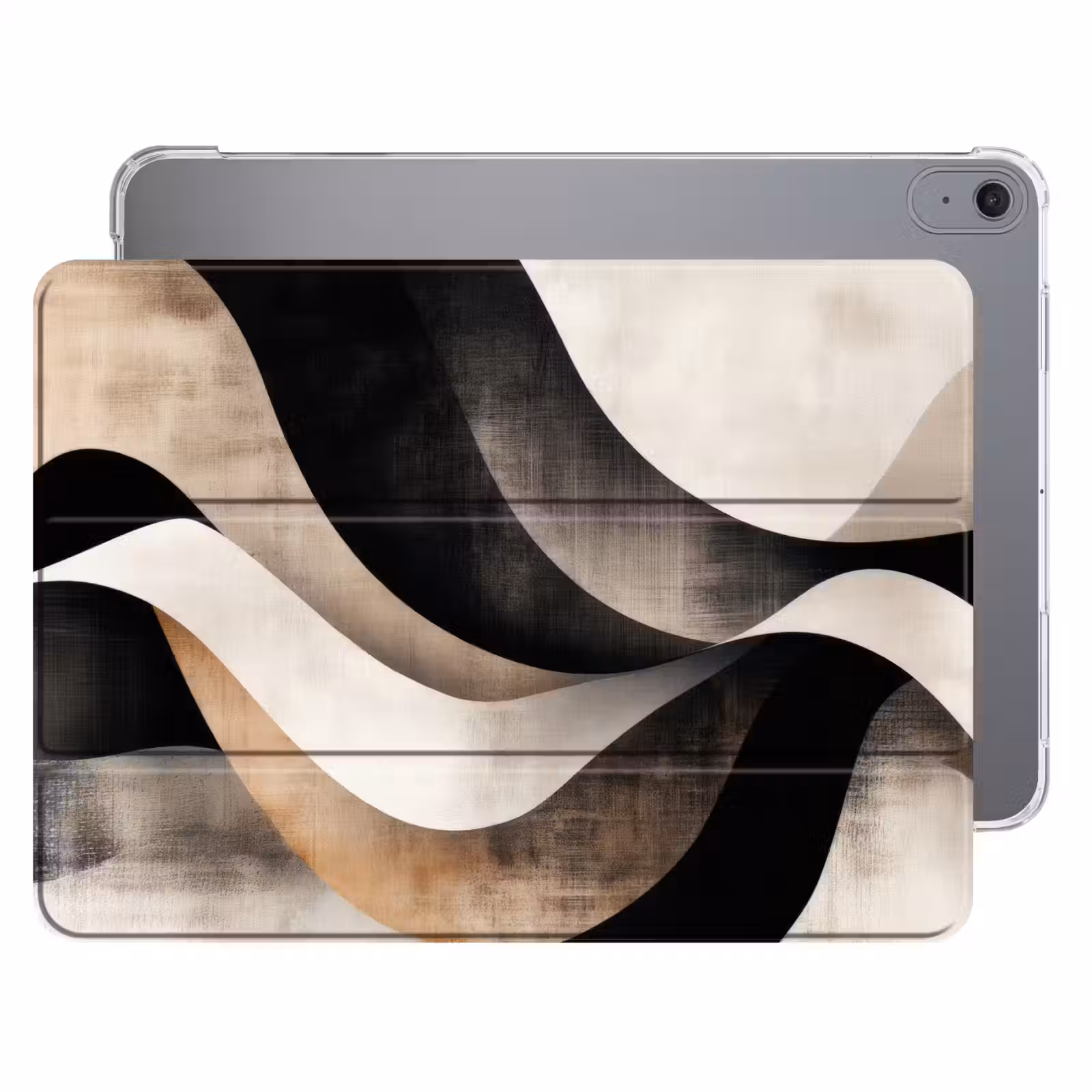 iPad hoes - Abstract - Golven - Zwart - Verweerd — 1