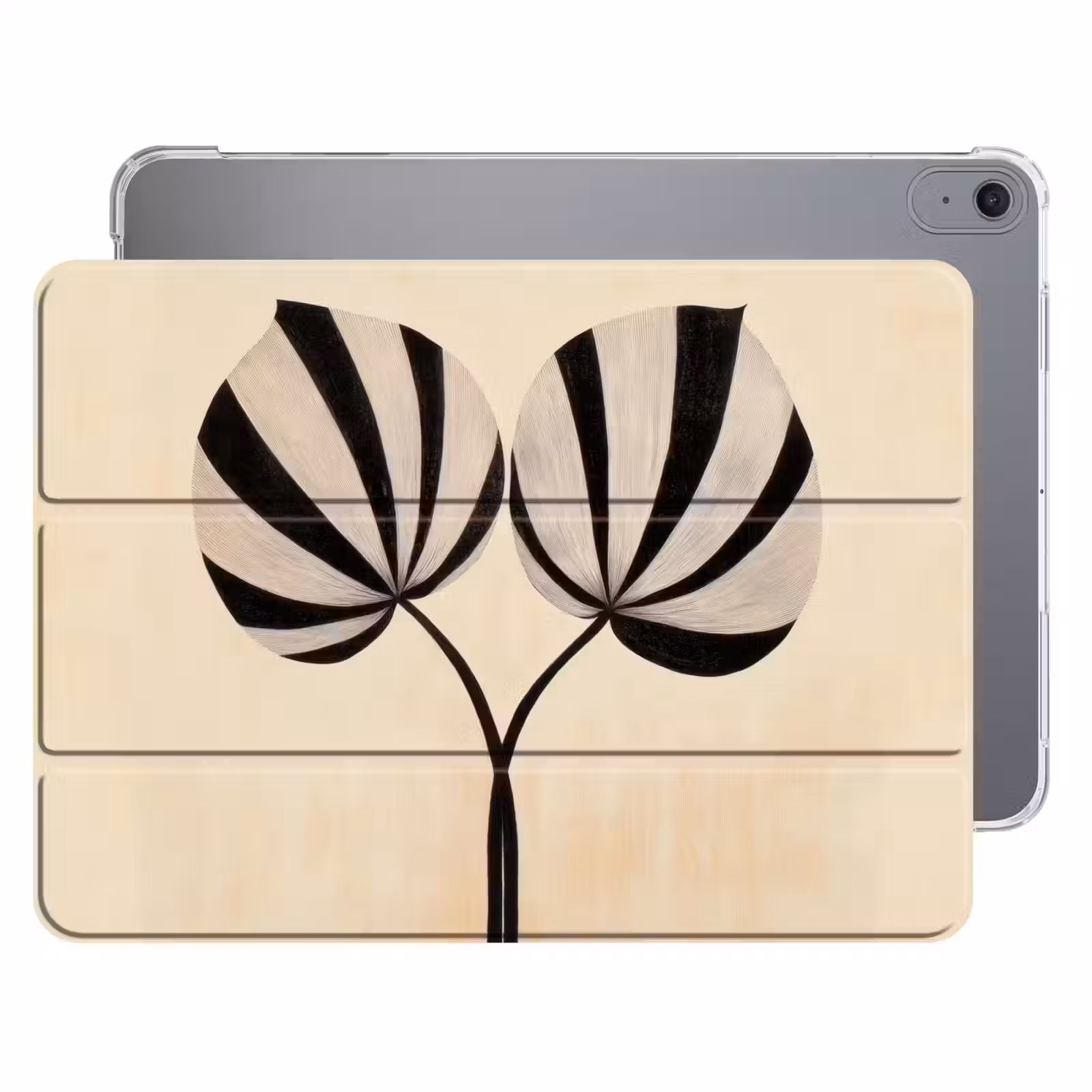 iPad hoes - Bladeren - Gestreept - Stengel - Beige — 1