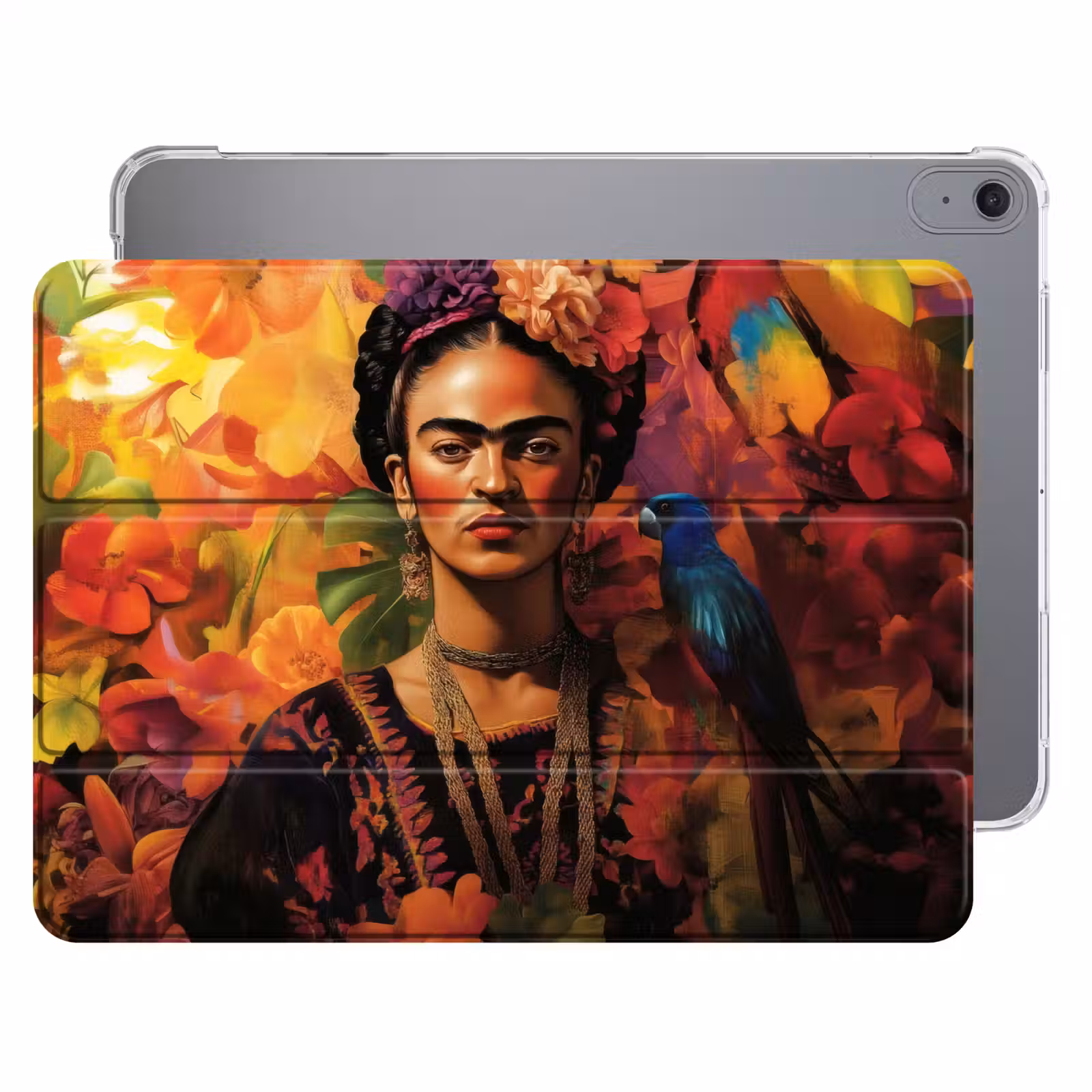 iPad hoes - Vrouw - Bloemen - Papegaai - Schilderachtig — 1
