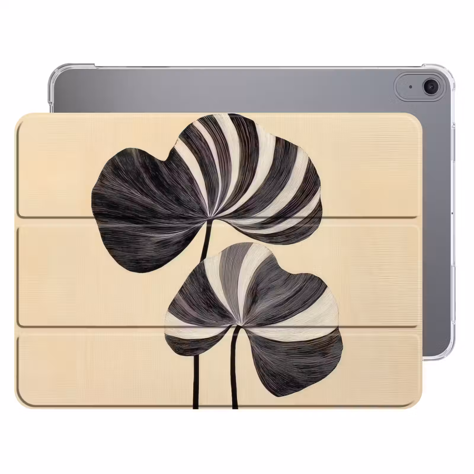 iPad hoes - Zwart - Bladeren - Strepen - Minimalistisch — 1