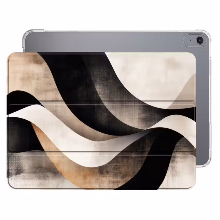 iPad hoes - Abstract - Golven - Zwart - Verweerd — 1