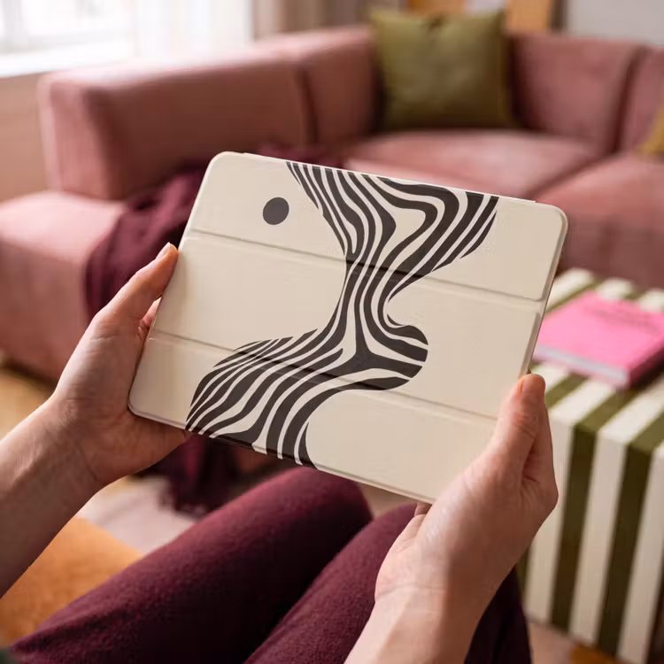 iPad hoes - Beige - Lijnen - Golvend - Abstract — 4