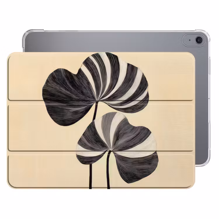 iPad hoes - Zwart - Bladeren - Strepen - Minimalistisch — 1