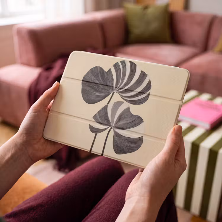 iPad hoes - Zwart - Bladeren - Strepen - Minimalistisch — 4