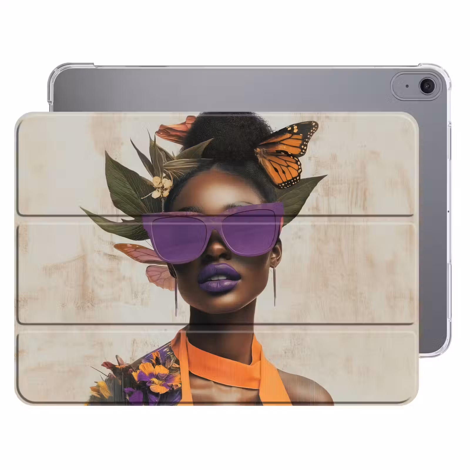 iPad hoes - Vrouw - Zonnebril - Vlinder - Bloemen — 1