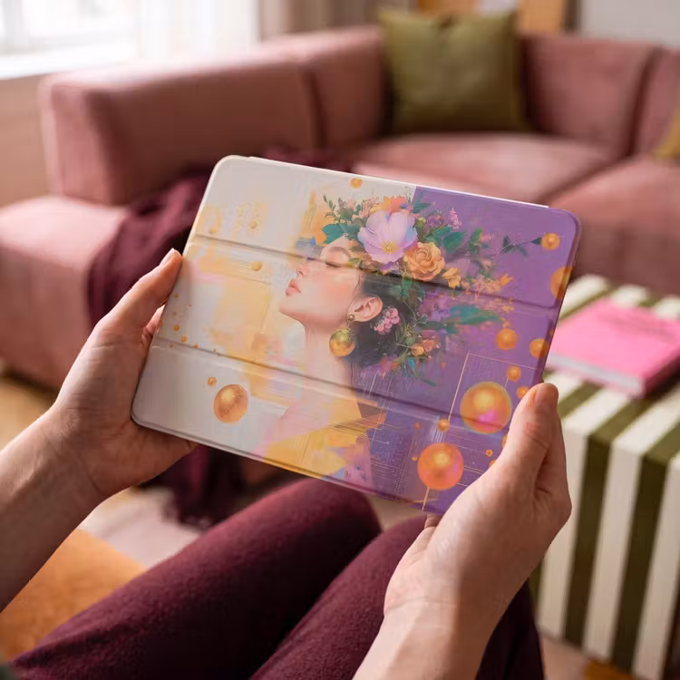 iPad hoes - Abstract - Vrouw - Bloemenkroon - Goud — 4