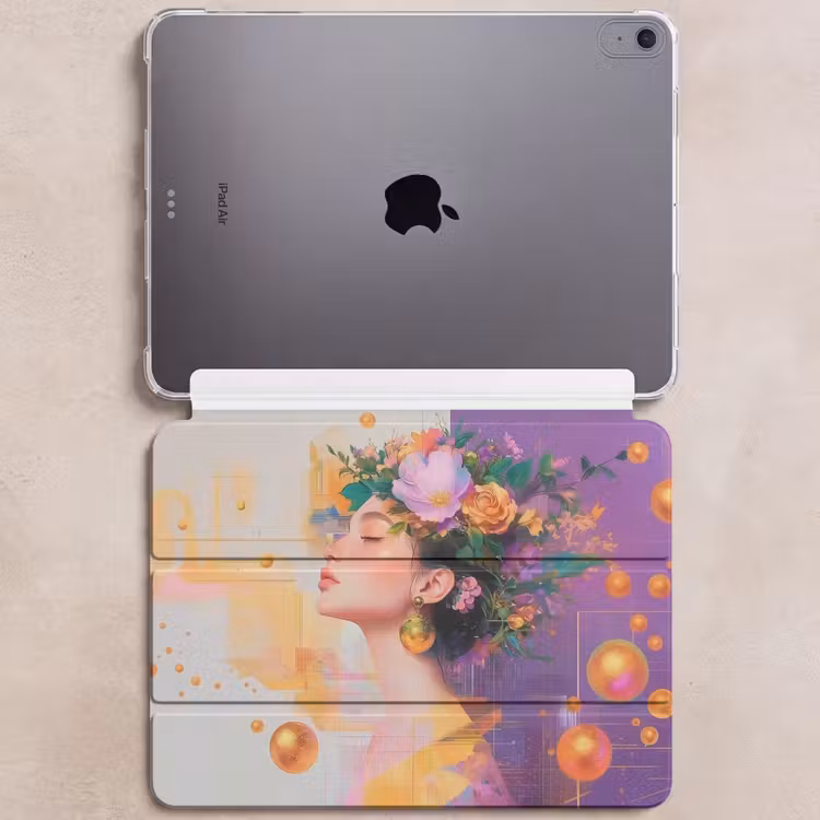 iPad hoes - Abstract - Vrouw - Bloemenkroon - Goud — 6
