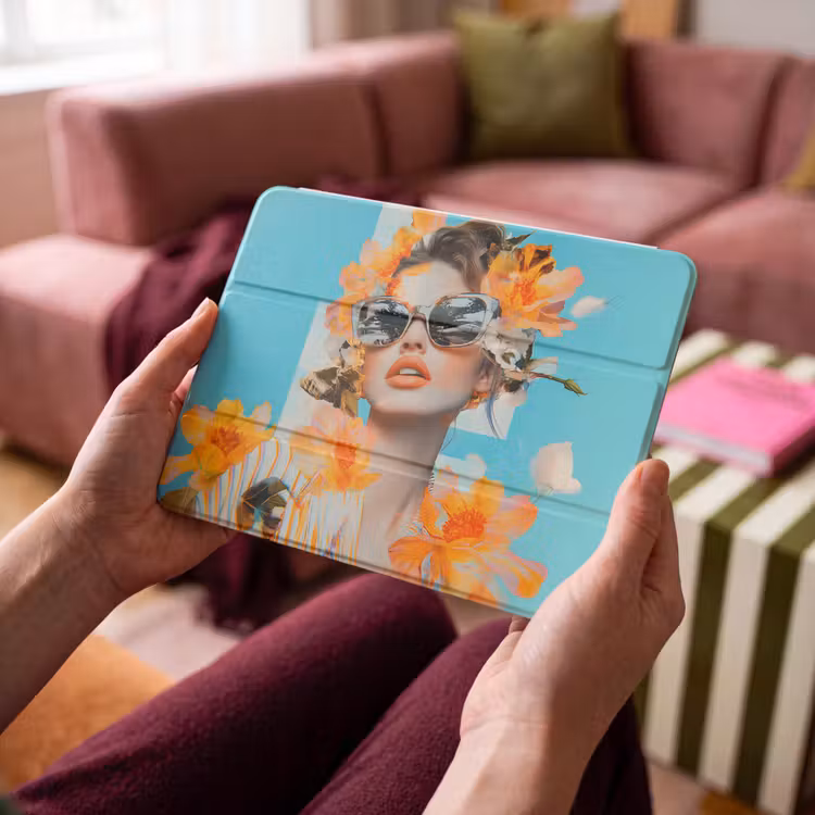 iPad hoes - Bloemen - Vrouw - Zonnebril - Blauw — 4
