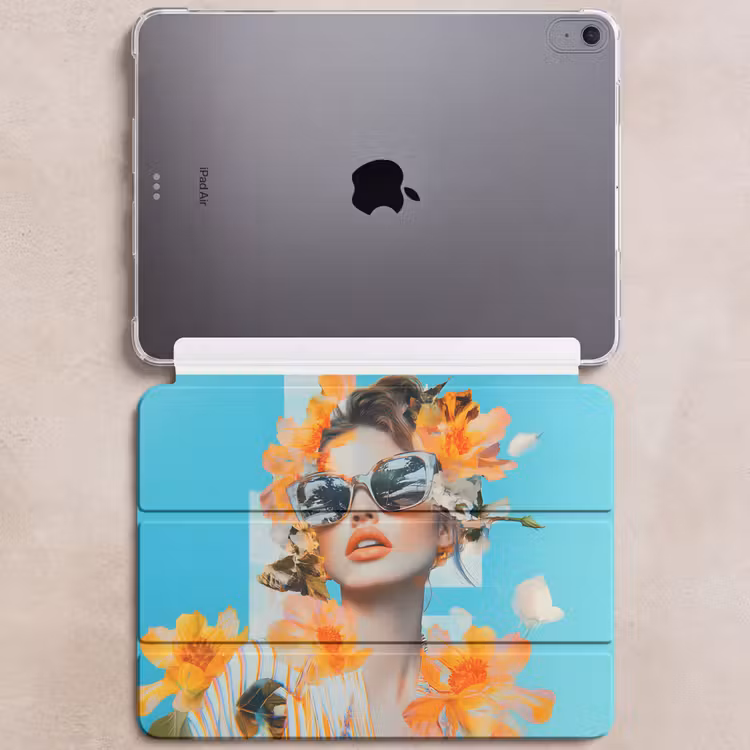iPad hoes - Bloemen - Vrouw - Zonnebril - Blauw — 6