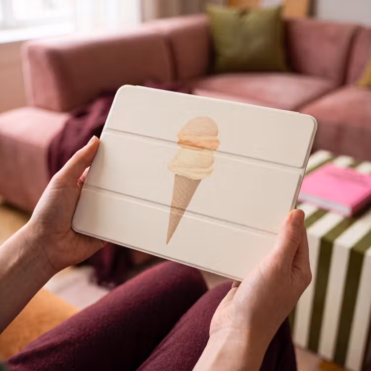 iPad hoes - Minimalistisch - Schepijs - Hoorntje - Beige — 4