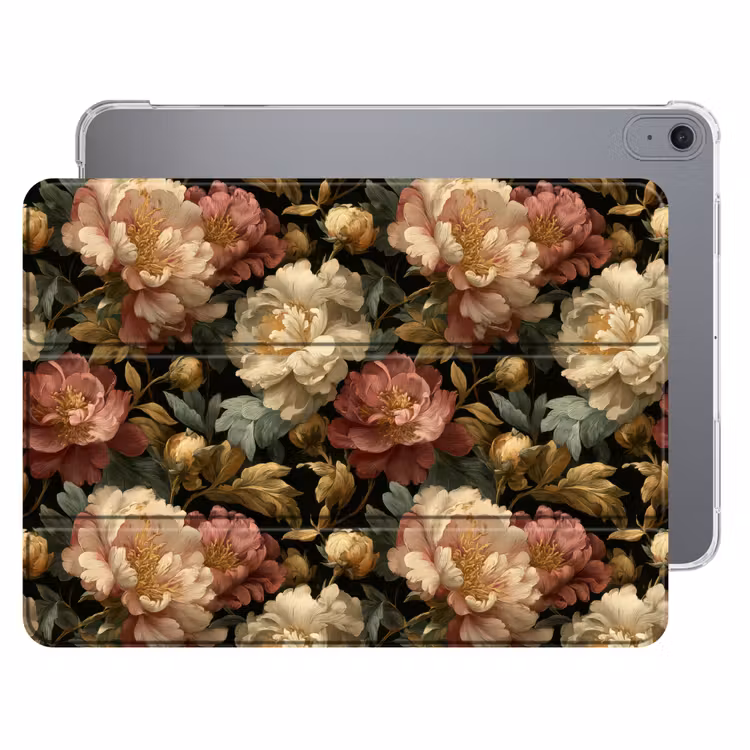 iPad hoes - Bloemen - Barok - Patroon - Roze - Crème — 1