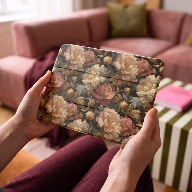 iPad hoes - Bloemen - Barok - Patroon - Roze - Crème — 4
