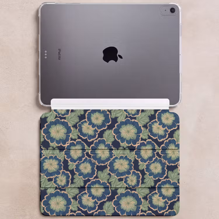 iPad hoes - Bloemen - Borduurwerk - Patroon - Blauw - Groen — 6