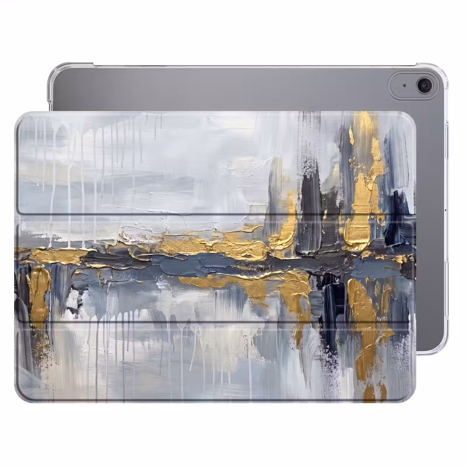 iPad hoes - Abstract - Structuur - Goud - Grijs - Modern — 1