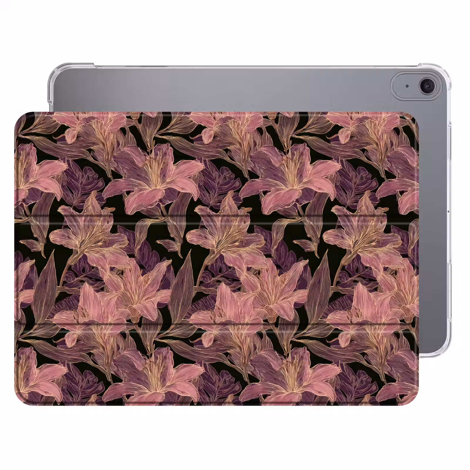 iPad hoes - Lelies - Patroon - Paars - Goud — 1