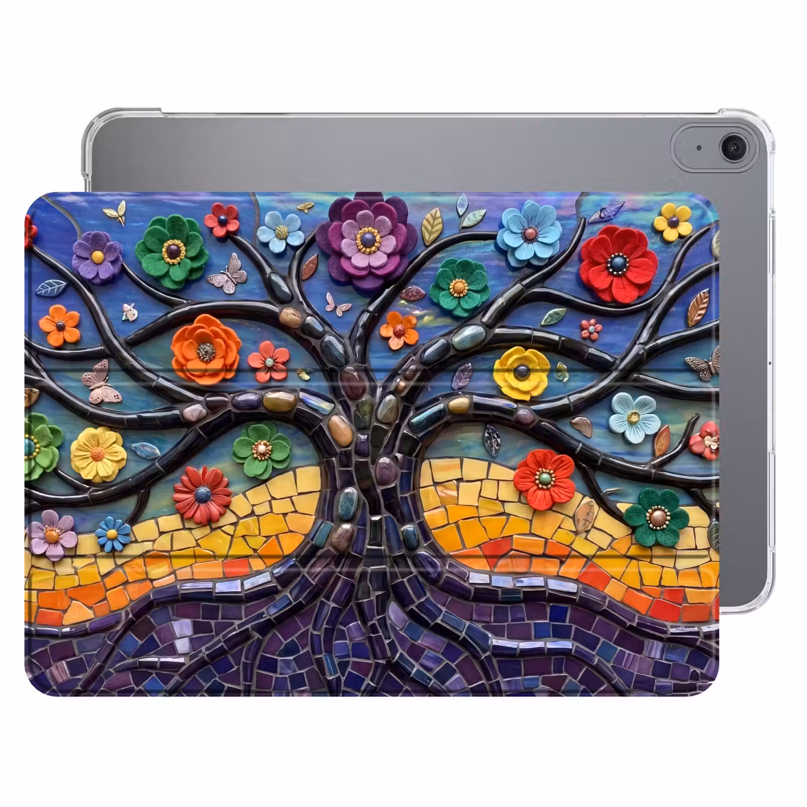 iPad hoes - Levensboom - Mozaïek - Bloemen - Kleurrijk - Vrolijk — 1