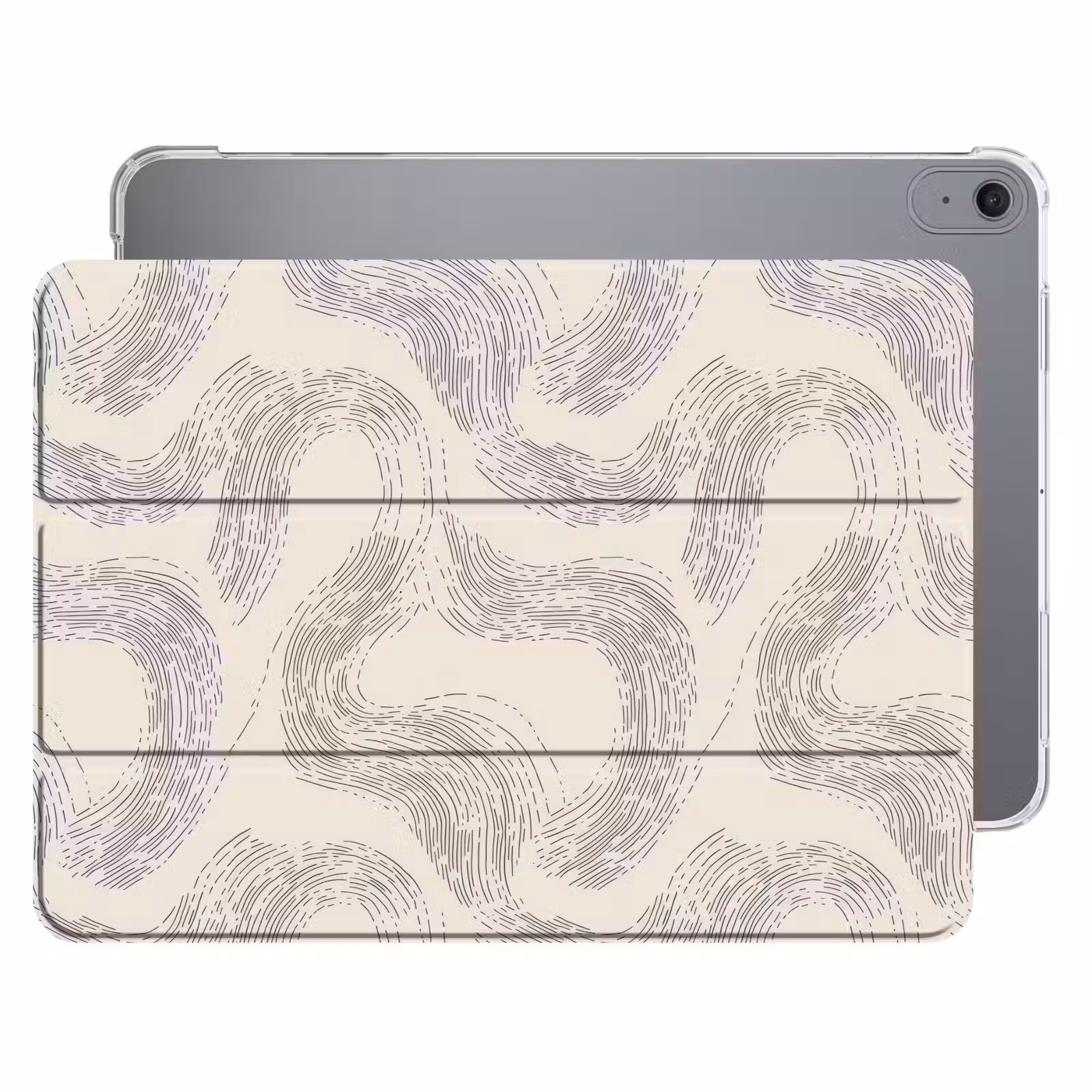 iPad hoes - Lijnen - Patroon - Beige - Minimalistisch — 1