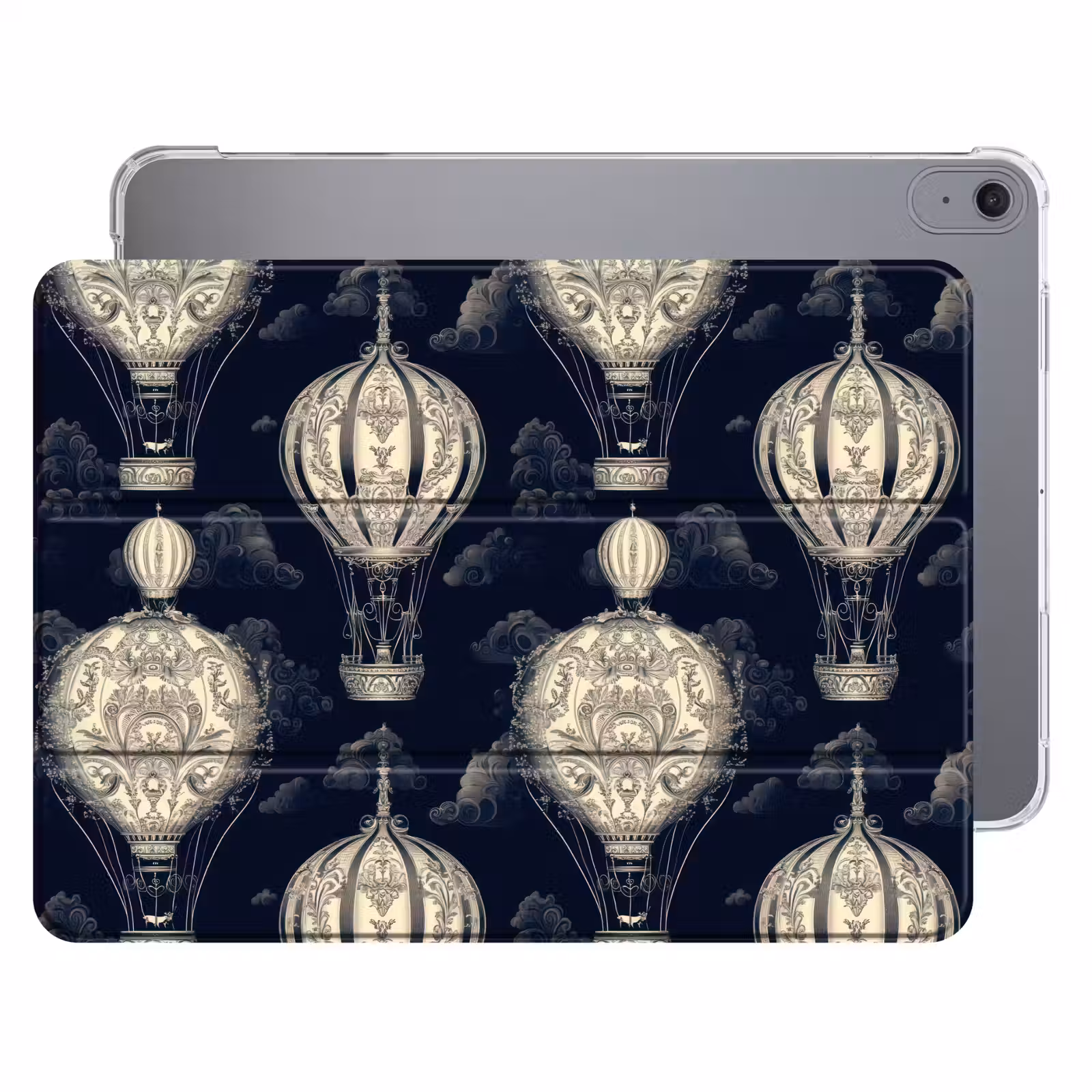 iPad hoes - Luchtballonnen - Wolken - Patroon - Donkerblauw — 1