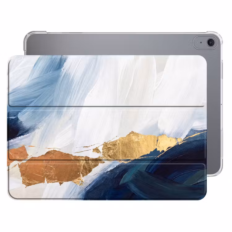 iPad hoes - Abstract - Acryl - Blauw - Goud - Elegant — 1