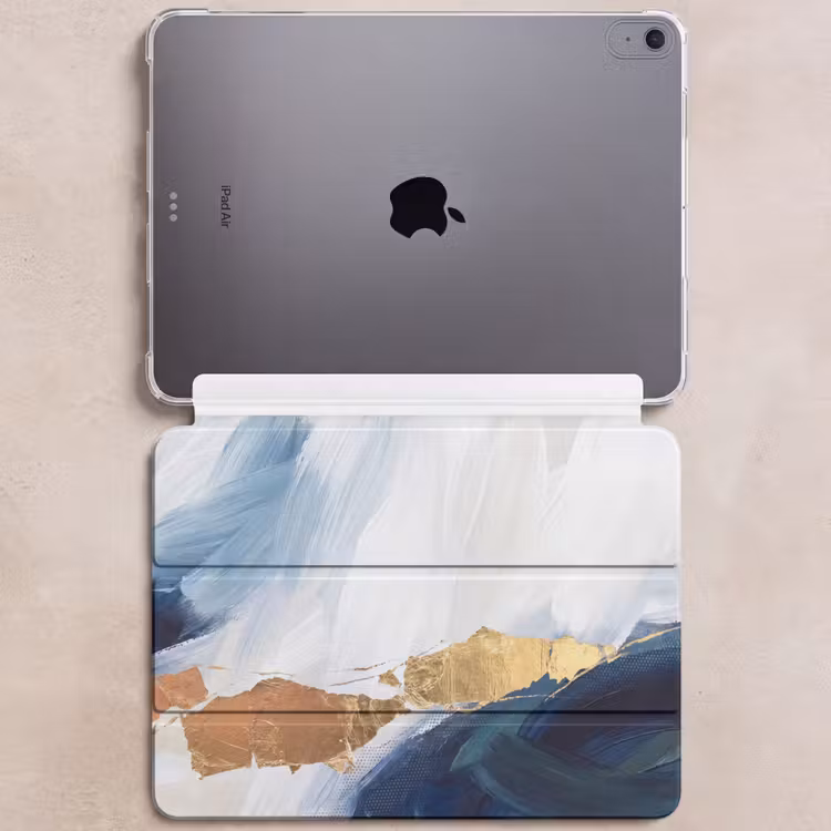 iPad hoes - Abstract - Acryl - Blauw - Goud - Elegant — 6