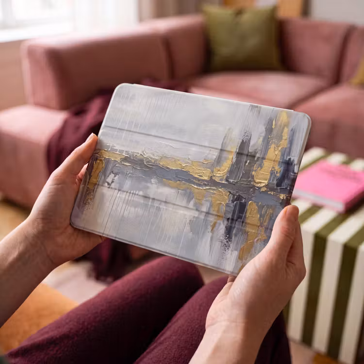 iPad hoes - Abstract - Structuur - Goud - Grijs - Modern — 4