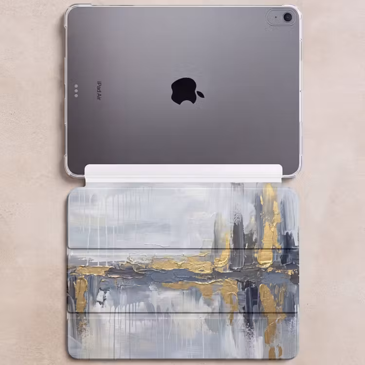 iPad hoes - Abstract - Structuur - Goud - Grijs - Modern — 6