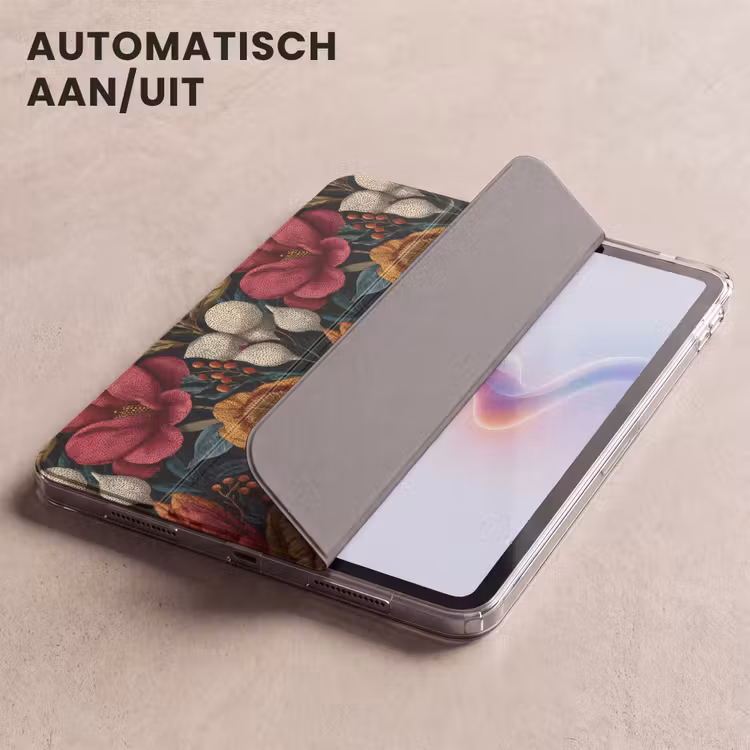 iPad hoes - Bloemen - Patroon - Rood - Goud — 5