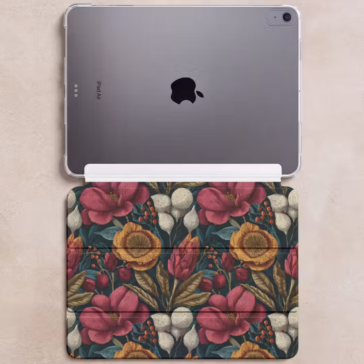 iPad hoes - Bloemen - Patroon - Rood - Goud — 6