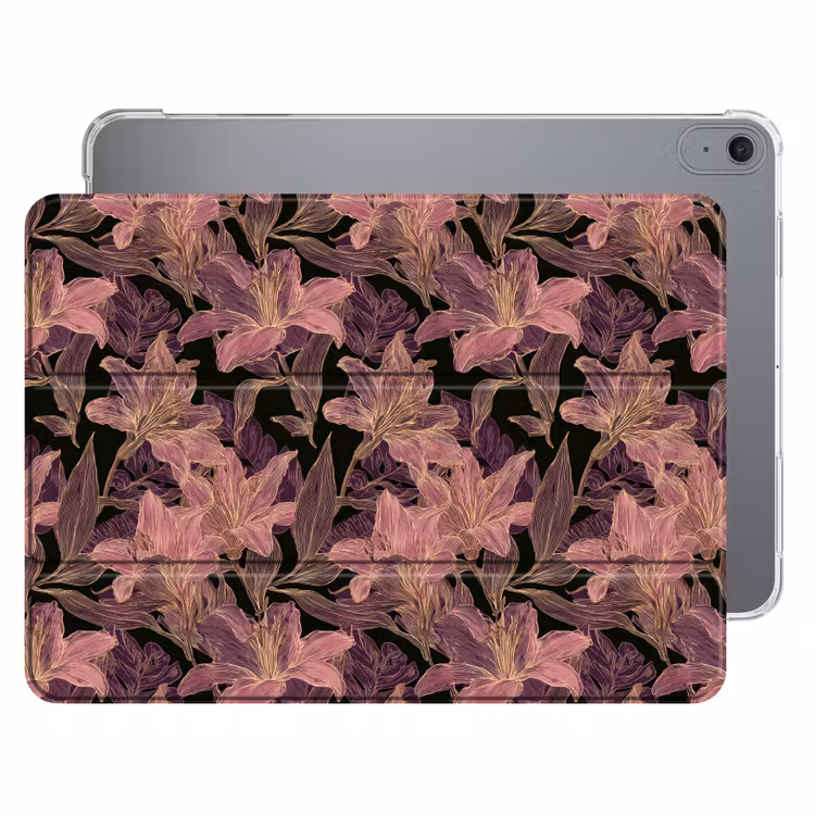 iPad hoes - Lelies - Patroon - Paars - Goud — 1