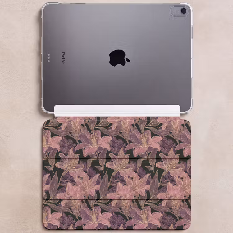 iPad hoes - Lelies - Patroon - Paars - Goud — 6