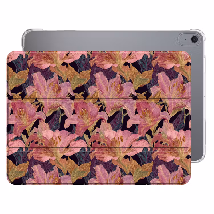 iPad hoes - Lelies - Patroon - Roze - Goud — 1