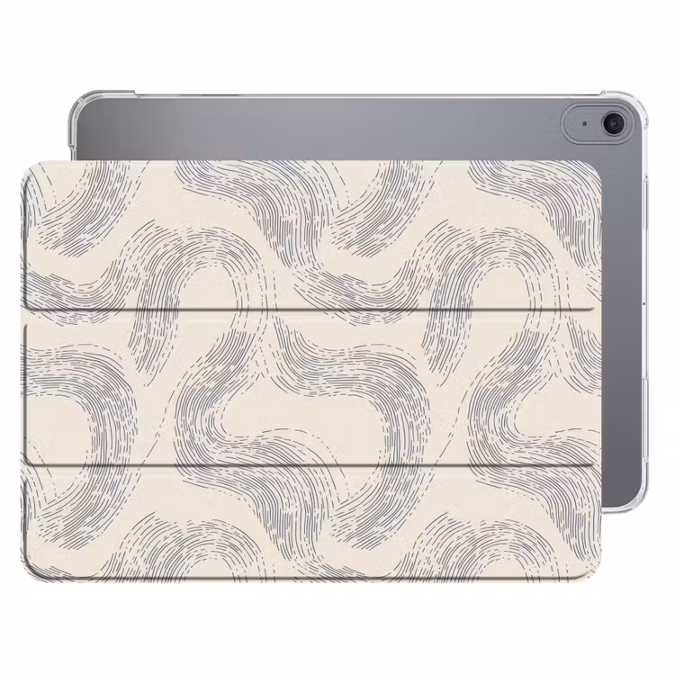 iPad hoes - Lijnen - Patroon - Beige - Minimalistisch — 1