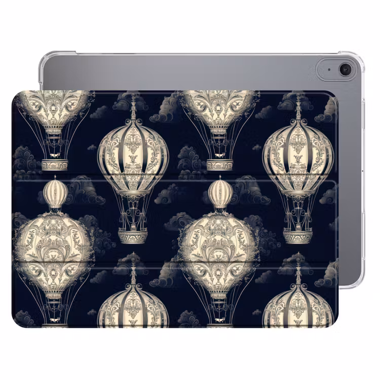iPad hoes - Luchtballonnen - Wolken - Patroon - Donkerblauw — 1